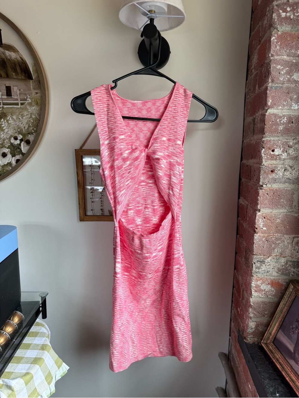 SHEIN Pink Marled Backless Twist Knit Dress